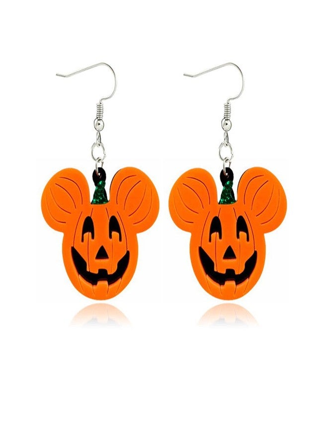 WCRAZYE Halloween Earrings Acrylic Skull Dangle Earrings for Women Halloween Pumpkin Earrings Spirit Earrings Cut Glitter Powder Cartoon Funny Earring Halloween Cosplay Jewelry (Yellow Pumpkin) - Image 1